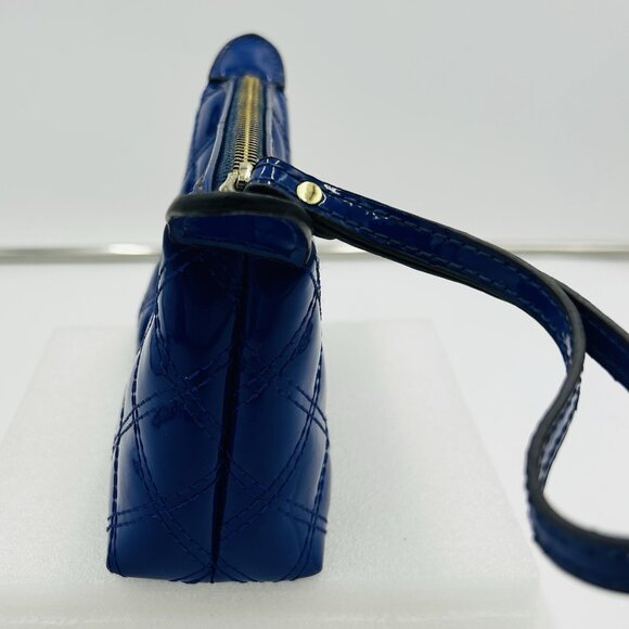 Anne Klein Royal Blue Wristlet Quilted Soft Patent Faux Leather 8" x 4.5" - Picture 7 of 8